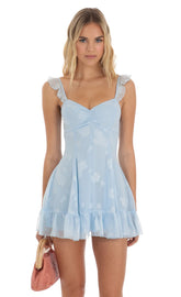 Chiffon Floral Dress in Blue