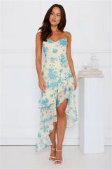 Unique Flower Midi Dress Yellow