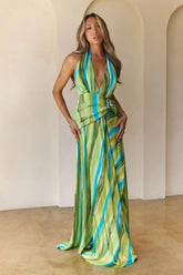 Rio Halter Maxi Dress Green