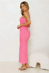 Street Style Chic Midi Dress Pink