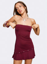 Adriana Strapless Eyelet Mini Dress Burgundy