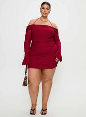 Taylon Off The Shoulder Mini Dress Red Curve