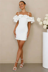 Love On Lock Off Shoulder Mini Dress White