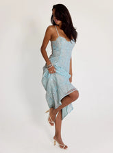 Believe In Love Embroidered Maxi Dress Blue