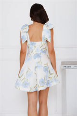 Floral Horizon Mini Dress Blue