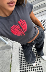 Love Burst Baby Tee Charcoal