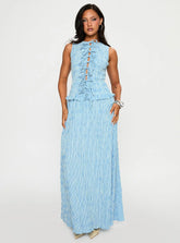 Songbird Shirred Maxi Dress Blue