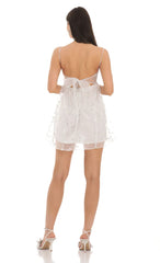 Floral Embroidered Babydoll Dress in White