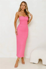 Street Style Chic Midi Dress Pink