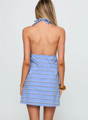 Rhomie Halter Mini Dress Blue Stripe