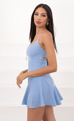 A-Line Bow Dress in Powder Blue