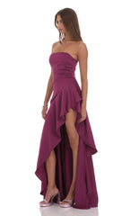 Strapless Back Bow Corset Maxi Dress in Navy
