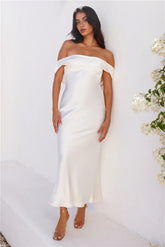 Precious Pearl Satin Maxi Dress Champagne