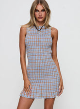 Cecilea Shirred Mini Dress Blue