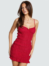 Agent Of Love Shirred Mini Dress Red