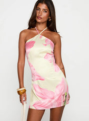 Gardens Of Eden Halter Mini Dress Multi