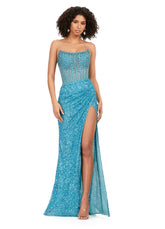 Ashley Lauren 11238 Corset Bustier Gown Wrap Skirt Evening Prom Dress