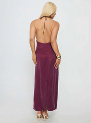 True Companion Halter Maxi Dress Berry