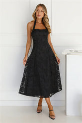 Disco Daze Halter Midi Dress Black