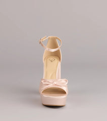 Sweet Statement Satin Bow Block Heels