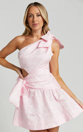 Mathilda Mini Dress Cut Out Side Wrap Dress in Pink