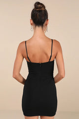 VIP Moment Black Beaded Sequin Bodycon Mini Dress