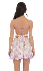 Floral Fit and Flare Dress in Cream