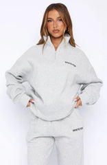Core Classic Zip Front Sweater Dark Grey Marle