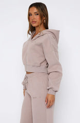 Stay Lifted Cropped Hoodie Cinnamon