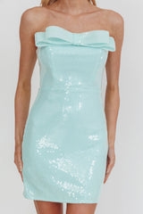 Mai Bow Bust Sequin Mini Dress Mint