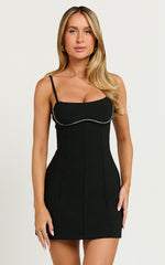 Sheryl Mini Dress - Sleeveless with Bust Detailing Dress in Black