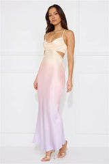 Rainbow Glare Satin Maxi Dress Print