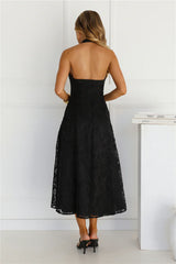 Disco Daze Halter Midi Dress Black