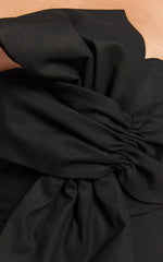 Chika Mini Dress Linen Strapless Front Bow Dress in Black