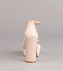 Sweet Statement Satin Bow Block Heels