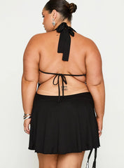 Maeva Halter Mini Dress Black Curve
