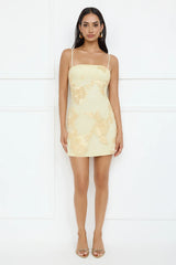 Songs Written Mesh Mini Dress Yellow