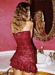 Hailees Lace Strapless Mini Dress Red Petite
