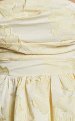 Laure Mini Dress Strapless Jacquard Dress in Lemon