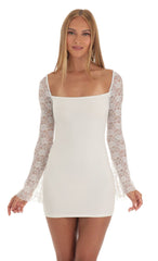 Lace Long Sleeve Dress in White